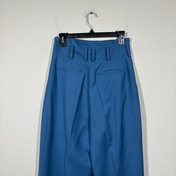 Zimmermann 1 Wool Pleated Paperbag Pants Blue Button Up High Waisted /4-6 US - Picture 5 of 13